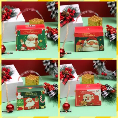 REDDOTGIFT 10-Pack H7.4*10.5*5.2cm Small DIY Christmas Gift Box Hand-Carrying Christmas Eve Apple Candy Gift Wrapping Paper Box New Year Hand-Carrying Empty Box