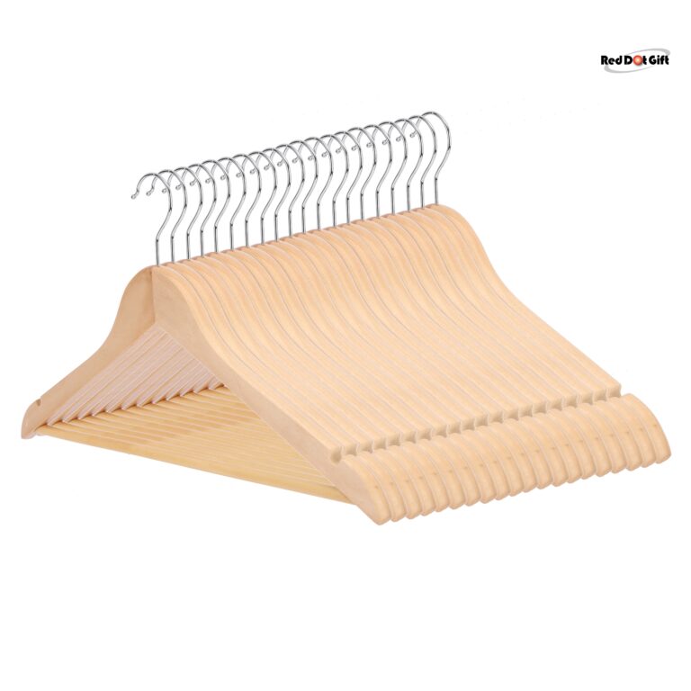 Natural Color A+ Level Wooden Hangers with Pants Bar,Coat Hanger with 360° Rotatable Hook