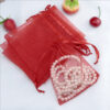 Pack Of 100Pcs Drawstring Organza Pouches, Premium Jewelry Pouches Party Festival Gift Pouches.(Size-7x9cm) - Red