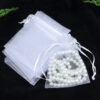 Pack Of 100Pcs Drawstring Organza Pouches, Premium Jewelry Pouches Party Festival Gift Pouches.(Size-7x9cm) - White