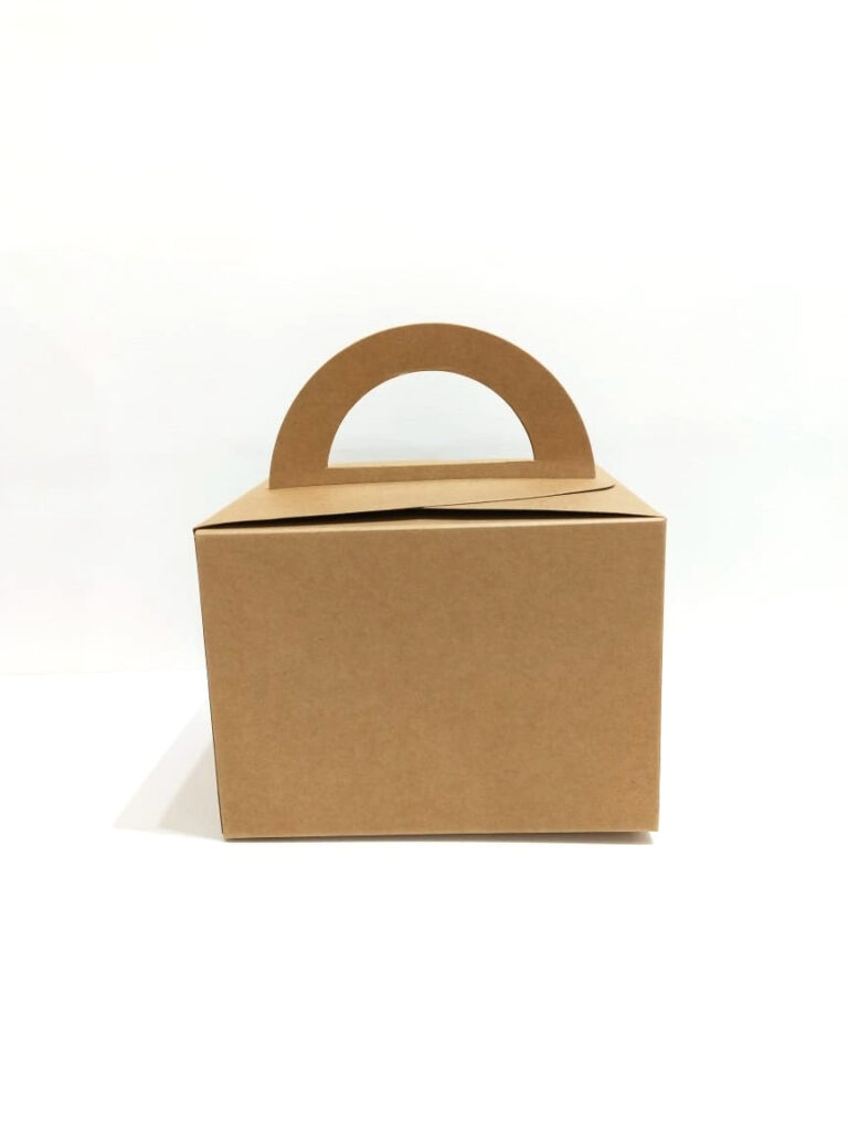 Bakery Boxes with Handle - Height 11 * 15 * 15 cm - Brown Kraft Paper Box for Food,Cookies, Cake, or Cupcakes