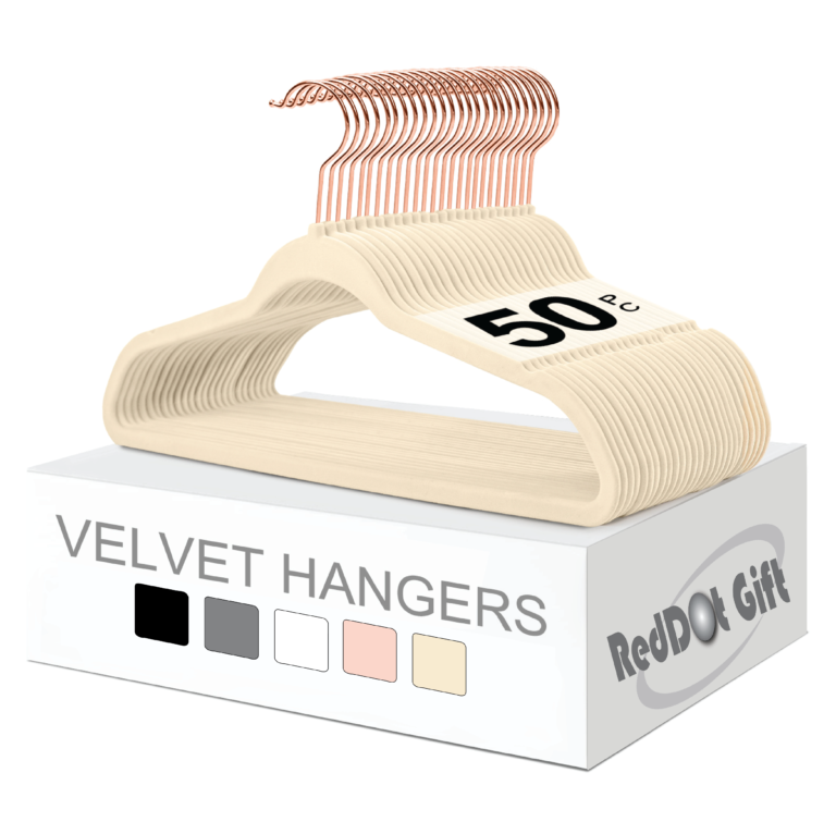 Beige 45cm Non-Slip Velvet Hangers & Rose Golden Hook