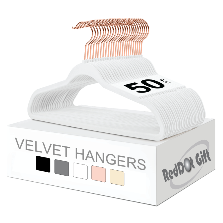 White 45cm Non-Slip Velvet Hangers & Rose Golden Hook