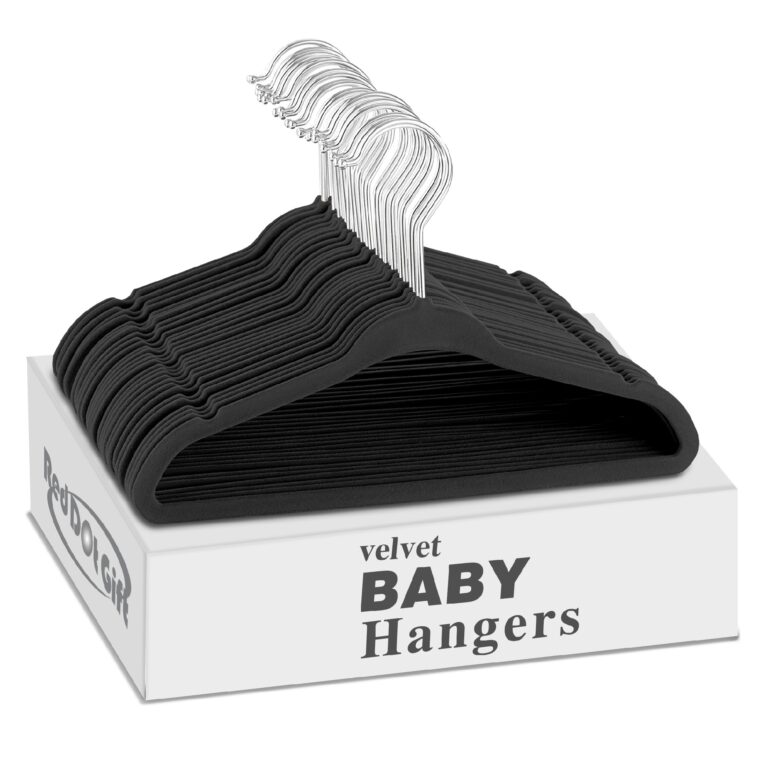 Baby Velvet Hangers Black 11Inch/28cm - Nursery Clothes Hangers Non Slip Toddler Hangers, 360 Chrome Swivel Hook