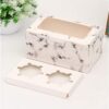 2 Cavities Paper Cupcake Box with Inserts Cupcake Containers Bakery Cake Carriers for Home Dessert Shop - 2 Cavities Marble