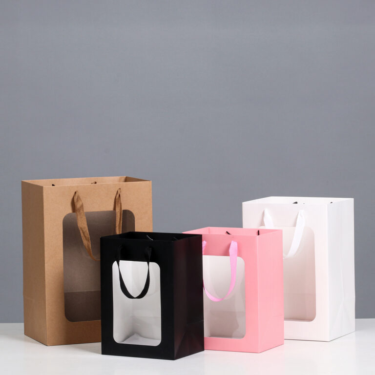 Gift Paper Bag with Window Item Code XZ0213# ( 3 sizes / 4 color available )