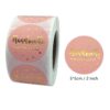 1 Roll " Handmade with Love " Gold Foil Stickers Size 5*5cm ( 2 inch diameter ）Round Shape ,500 stickers included. ( 3 color available ) - Peach #