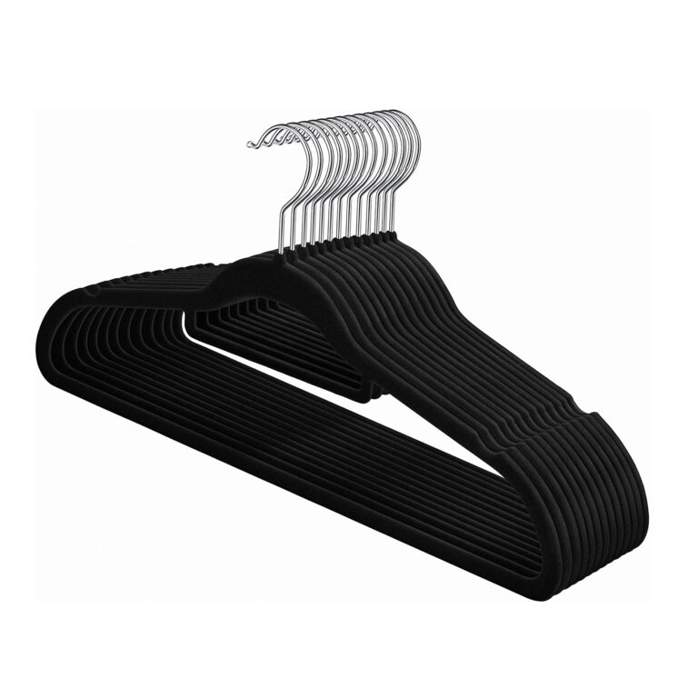 HOUSE DAY Clothes Hangers Velvet Coat Hangers 20 Pack Black Non-Slip Space Saving Hangers Adult Hangers L17.7 D1/4"