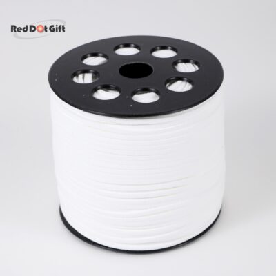 50/100 Yards White Color Suede Cord, Leather Cord 2.6mm x 1.5mm Suede Lace Faux Leather Cord with Roll Spool Beading Craft Thread for Bracelet Necklace Beading DIY Handmade Crafts Thread.