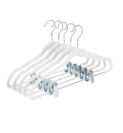 20-Pack White Non-Slip Velvet Hangers with Clip 42.5cm/16.8 Inch- 360 Degree Rotatable Hook - Durable & Slim - Non Slip Hangers for Coat Hangers - Pant Hangers.