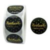 1 Roll " Handmade with Love " Gold Foil Stickers Size 5*5cm ( 2 inch diameter ）Round Shape ,500 stickers included. ( 3 color available ) - Black #