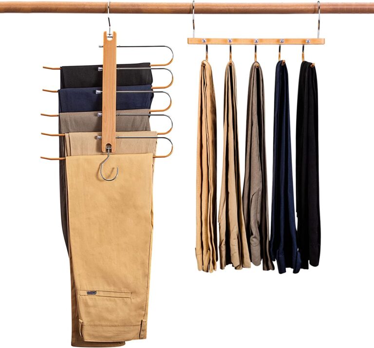 4 Pack Magic Pants Hangers Space Saving,Wood Multifunctional Uses Clothing Rack Organizer for Slacks Jeans Scarves Ties.