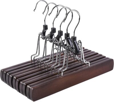 HOUSE DAY 20 Pack Walnut Clamp Wooden Pants Hangers Non Slip Wood Skirt Hangers Wood Jeans/Slack Hanger with 360° Swivel Hook - Pants Hangers for Skirts, Slacks. (Copy)