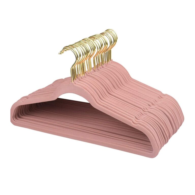 36 Pieces Pack in 1 Box Velvet Hangers, Pink Coat&Suite Hangers, No-Slip Hangers, Ultra-Slim Space Saving Hangers, Sturdy&Durable Clothes Hangers, 360 Swivel Golden-Plated Hook