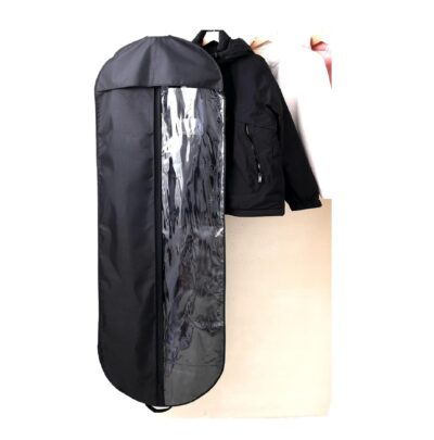 Red Dot Gift®Black (165x60) cm Oxford Suit and Dress Garment Bag with Transparent Side Full Length Window Zipper Front Closure Traveling Clothes Protector for Closet Wardrobe Bags.