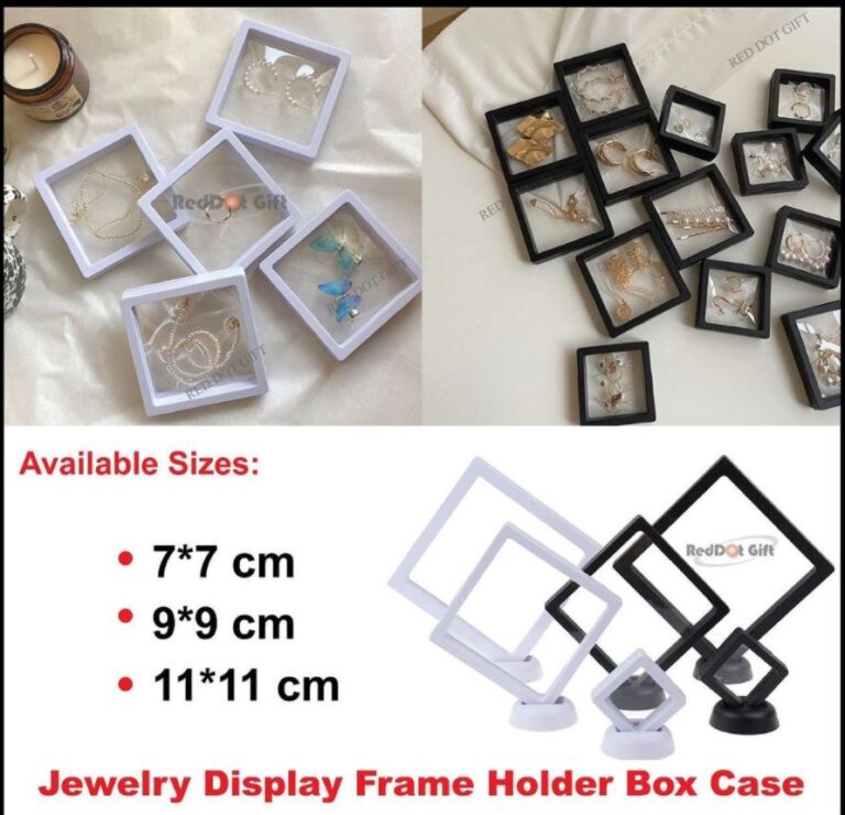 12Pcs 3D Floating Thin Film Jewelry Storage Box, Transparent Frame Display Case Holder for Ring Necklace Bracelet Earring, Dustproof Challenge Coin Medallion Display Case Stand.