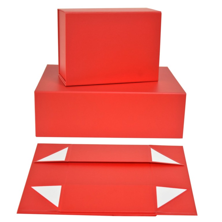 Red Color Flat Cardboard Boxes, Magnet Boxes, for Gifts, Packing, Easy To Fold Style