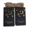 REDDOTGIFT Ramadan Kareem Gift Tags,100 PCS Gold Foil Paper Gift Tags with 10m Natural Jute Twine for Art Craft - Black