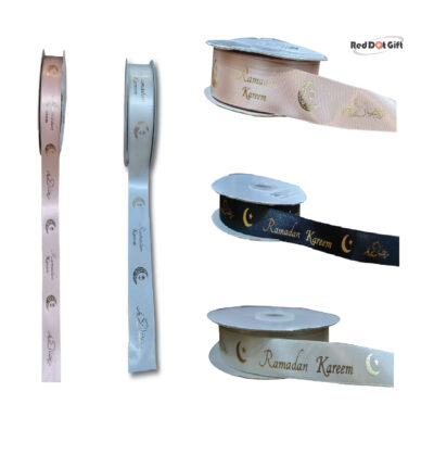 Ramadan Kareem Ribbons Metailic Golden Foil Printing Using For Gift-wrapping Decorations For The Ramadan Kareem Celebration.(Size 1-inch/2.5Cm)