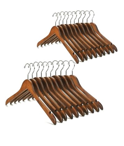 Nature Smile 20 Pack High Grade Lotus Wooden Hangers Wood Shirt Hangers,Dress Coat Jacket Clothes Hangers,with Extra Smooth Finish, 360 Degree Swivel Hook(Retro)