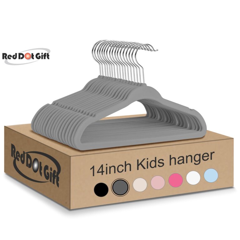 Grey Velvet Kids Hangers - Premium Childrens Hangers 14 Inch for Closet, Ultra Thin Cute Hangers Kids Clothes Hanger, Non Slip Kids Felt Hangers for Kids Clothes